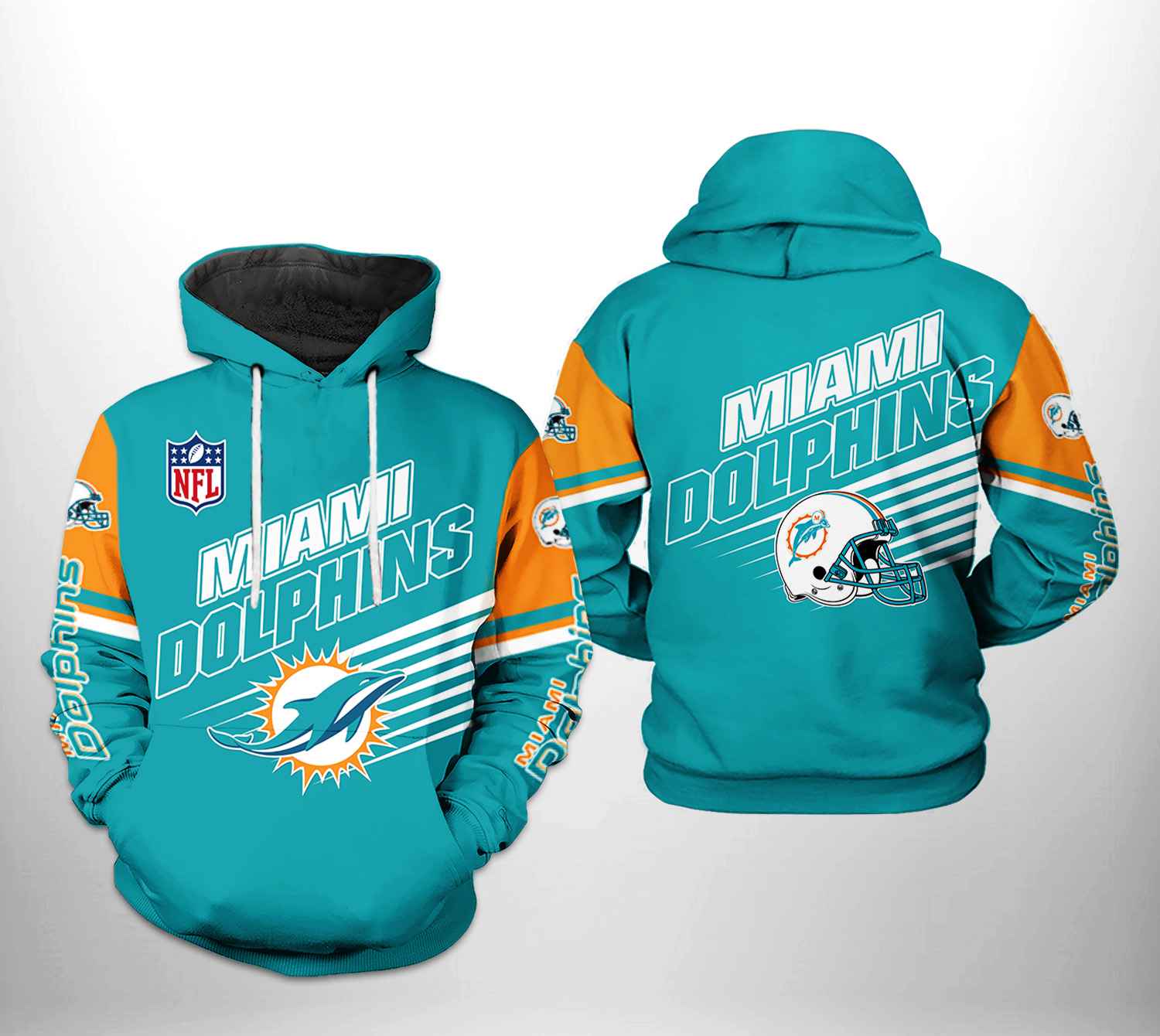 Miami Dolphins NFL Team 3D Printed Hoodie/Zipper Hoodie Miami Dolphins NFL Team 3D Printed Hoodie/Zipper Hoodie