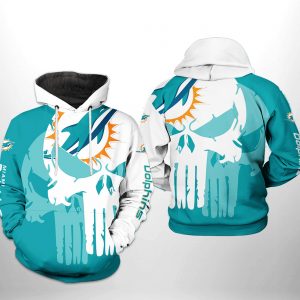 Miami Dolphins NFL Team Skull 3D Printed Hoodie/Zipper Hoodie