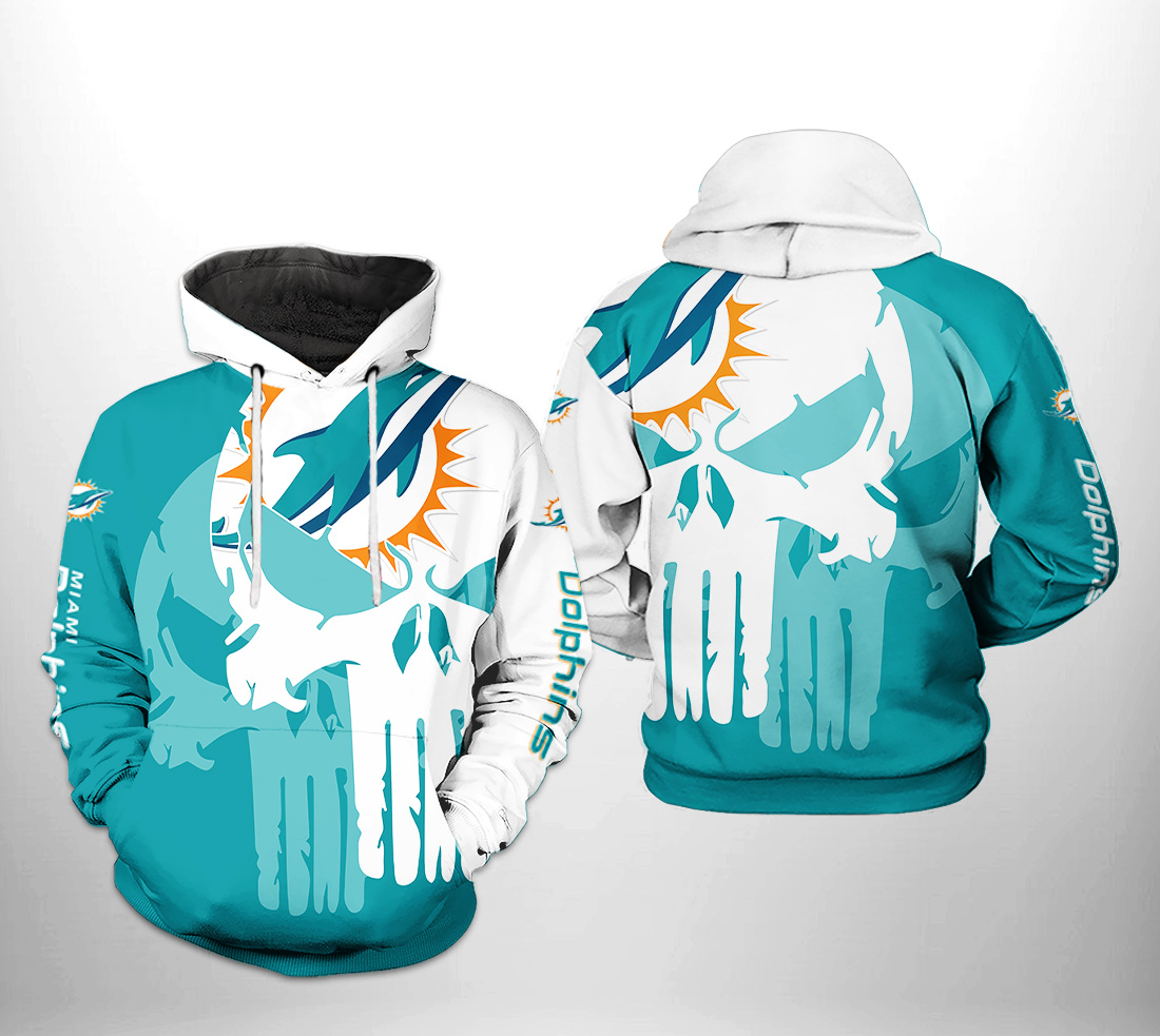 Miami Dolphins NFL Team Skull 3D Printed Hoodie/Zipper Hoodie Miami Dolphins NFL Team Skull 3D Printed Hoodie/Zipper Hoodie