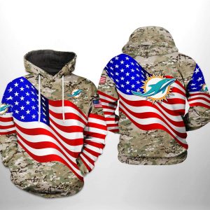 Miami Dolphins NFL US Flag Camo Veteran Team 3D Printed Hoodie/Zipper Hoodie