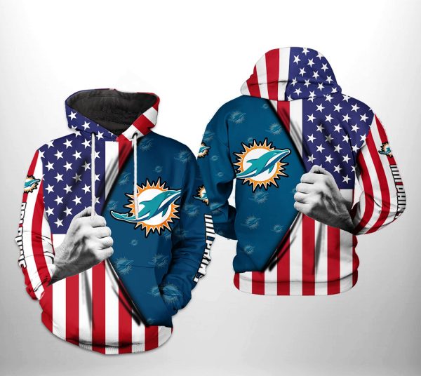 Miami Dolphins NFL US Flag Team 3D Printed Hoodie/Zipper Hoodie