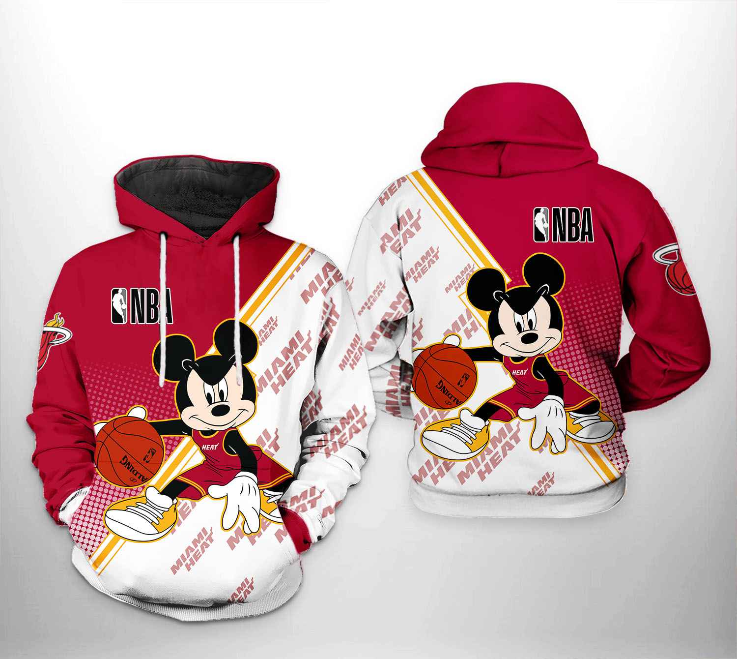 Miami Heat NBA Mickey 3D Printed Hoodie/Zipper Hoodie Miami Heat NBA Mickey 3D Printed Hoodie/Zipper Hoodie