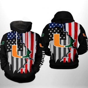 Miami Hurricanes NCAA US Flag 3D Printed Hoodie/Zipper Hoodie