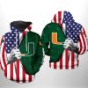 Miami Hurricanes NCAA US Flag 3D Printed Hoodie/Zipper Hoodie