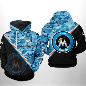 Miami Marlins MLB Camo Team 3D Printed Hoodie/Zipper Hoodie