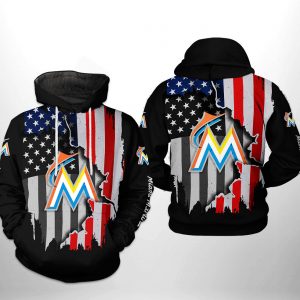 Miami Marlins MLB US Flag 3D Printed Hoodie/Zipper Hoodie