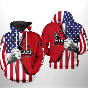 Miami Redhawks NCAA US Flag 3D Printed Hoodie/Zipper Hoodie