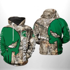 Michigan State Spartans NCAA Camo Veteran Hunting 3D Printed Hoodie/Zipper Hoodie
