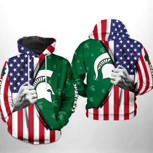 Michigan State Spartans NCAA US Flag 3D Printed Hoodie/Zipper Hoodie