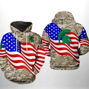 Michigan State Spartans NCAA US Flag Camo Veteran 3D Printed Hoodie/Zipper Hoodie