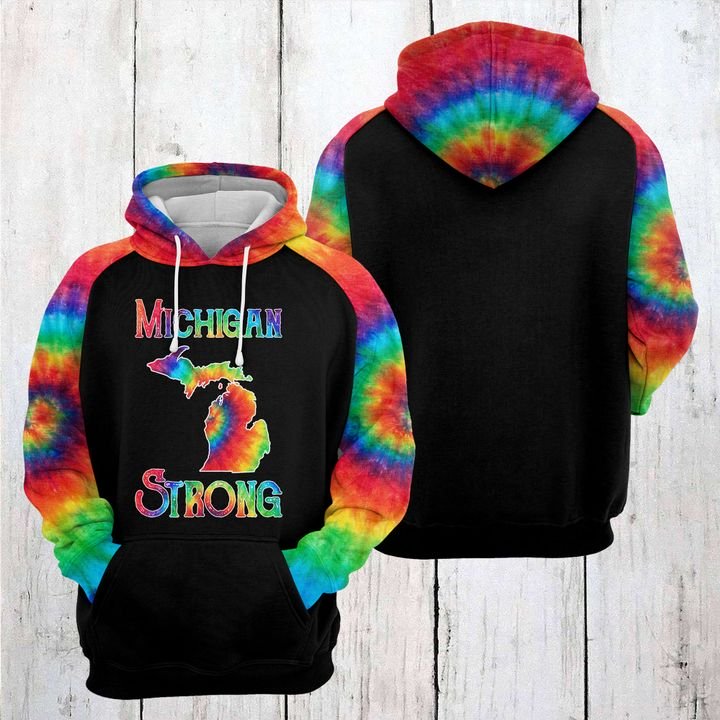 Michigan Strong Tie Dye 3D Printed Hoodie/Zipper Hoodie Michigan Strong Tie Dye 3D Printed Hoodie/Zipper Hoodie
