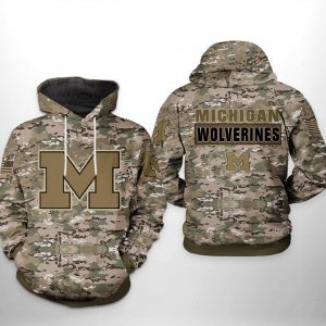 Michigan Wolverines NCAA Camo Veteran 3D Printed Hoodie/Zipper Hoodie