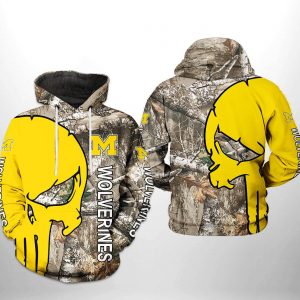 Michigan Wolverines NCAA Camo Veteran Hunting 3D Printed Hoodie/Zipper Hoodie