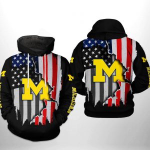 Michigan Wolverines NCAA US Flag 3D Printed Hoodie/Zipper Hoodie