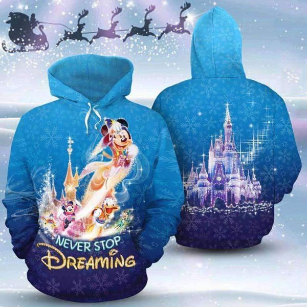 Mickey And Friends Never Stop Dreaming 3D Printed Hoodie/Zipper Hoodie