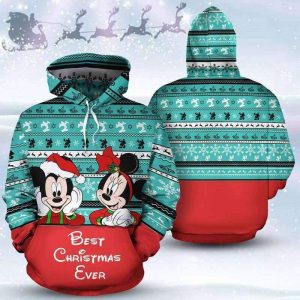 Mickey And Minnie Best Christmas Ever 3D Printed Hoodie/Zipper Hoodie