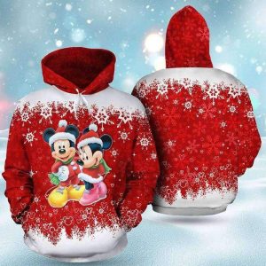 Mickey And Minnie Happy Christmas 3D Printed Hoodie/Zipper Hoodie