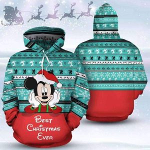 Mickey Best Chrismas Ever Ugly Sweater Pattern 3D Printed Hoodie/Zipper Hoodie