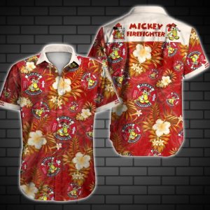 Mickey Firefighter Hawaiian Shirt Summer Button Up
