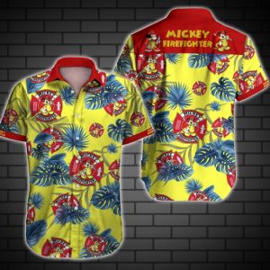Mickey Firefighter Hawaiian Shirt Summer Button Up