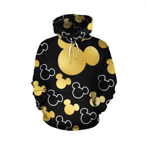 Mickey Head Black Gold 3D Printed Hoodie/Zipper Hoodie