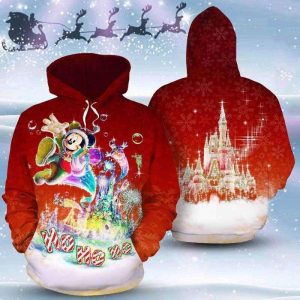 Mickey Merry Christmas Ho Ho Ho Red 3D Printed Hoodie/Zipper Hoodie