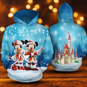 Mickey Minnie Christmas Costume In Blue 3D Printed Hoodie/Zipper Hoodie