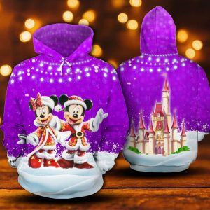 Mickey Minnie Christmas Costume In Purple 3D Printed Hoodie/Zipper Hoodie