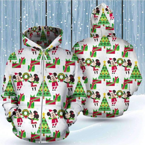 Mickey Minnie Christmas Tree Cute Pattern 3D Printed Hoodie/Zipper Hoodie