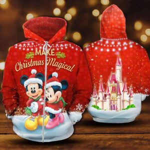 Mickey Minnie Make Christmas Magical Red 3D Printed Hoodie/Zipper Hoodie