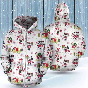 Mickey Minnie Pluto Merry Christmas 3D Printed Hoodie/Zipper Hoodie