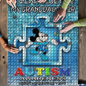 Mickey Wear Blue For My Granddaughter For Autism Jigsaw Puzzle Set
