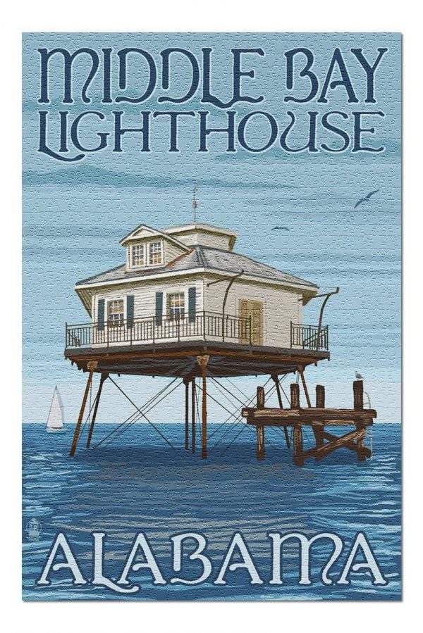 Middle Bay Lighthouse Alabama Jigsaw Puzzle Set