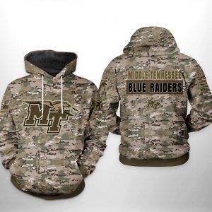Middle Tennessee Blue Raiders NCAA Camo Veteran 3D Printed Hoodie/Zipper Hoodie