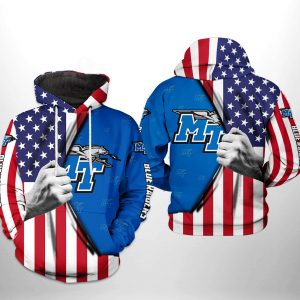 Middle Tennessee Blue Raiders NCAA US Flag 3D Printed Hoodie/Zipper Hoodie