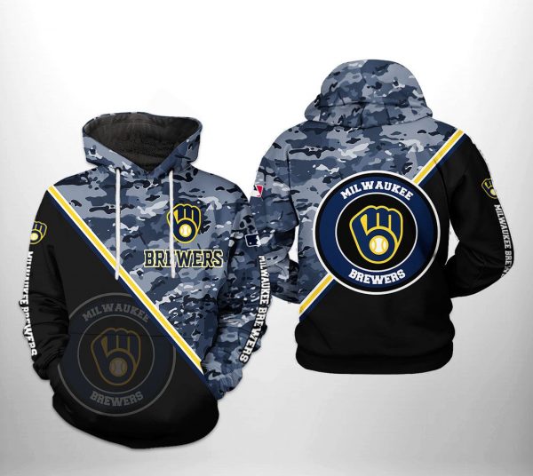 Milwaukee Brewers MLB Camo Team 3D Printed Hoodie/Zipper Hoodie