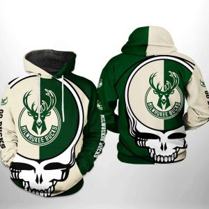 Milwaukee Bucks NBA Grateful Dead 3D Printed Hoodie/Zipper Hoodie