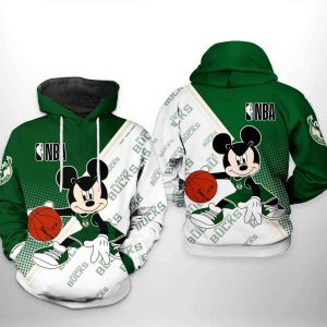 Milwaukee Bucks NBA Mickey 3D Printed Hoodie/Zipper Hoodie