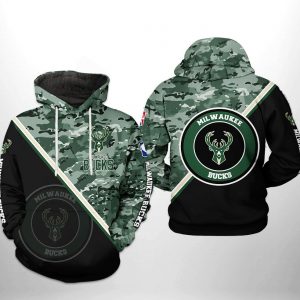 Milwaukee Bucks NBA US Camo Team 3D Printed Hoodie/Zipper Hoodie