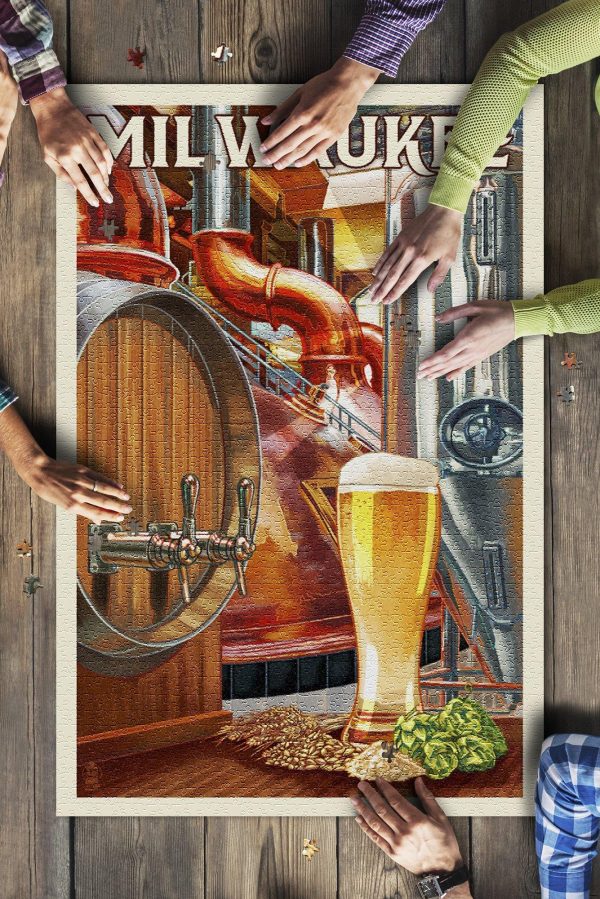 Milwaukee, Wisconsin Art Of The Beer Jigsaw Puzzle Set