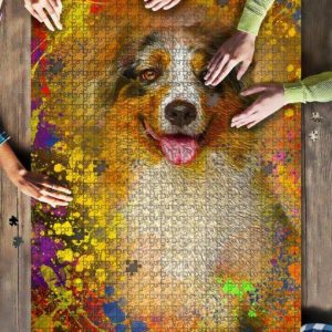 Miniature American Shepherds Dog Colorful Jigsaw Puzzle Set
