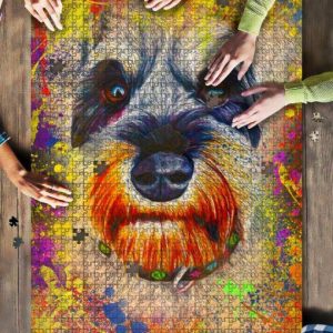 Miniature Schnauzer Dog Colorful Jigsaw Puzzle Set