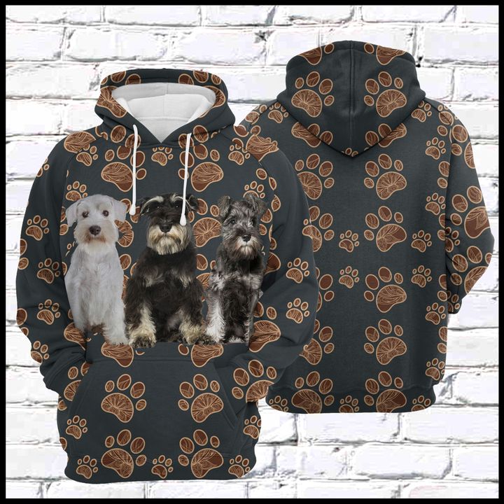 Miniature Schnauzer Floral Paw 3D Printed Hoodie/Zipper Hoodie Miniature Schnauzer Floral Paw 3D Printed Hoodie/Zipper Hoodie