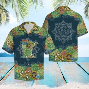 Minnesota Floral Mandala Hawaiian Shirt Summer Button Up
