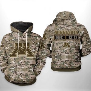 Minnesota Golden Gophers NCAA Camo Veteran 3D Printed Hoodie/Zipper Hoodie