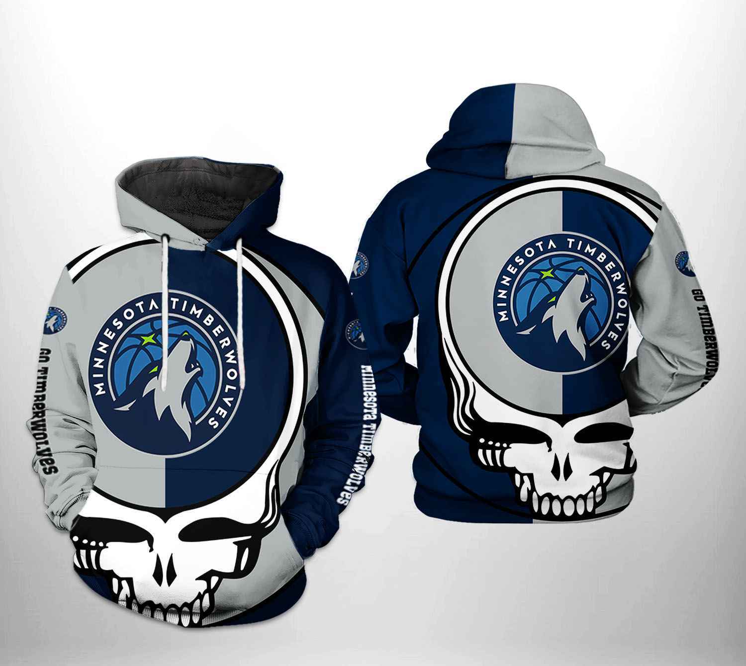 Minnesota Timberwolves NBA Grateful Dead 3D Printed Hoodie/Zipper Hoodie Minnesota Timberwolves NBA Grateful Dead 3D Printed Hoodie/Zipper Hoodie
