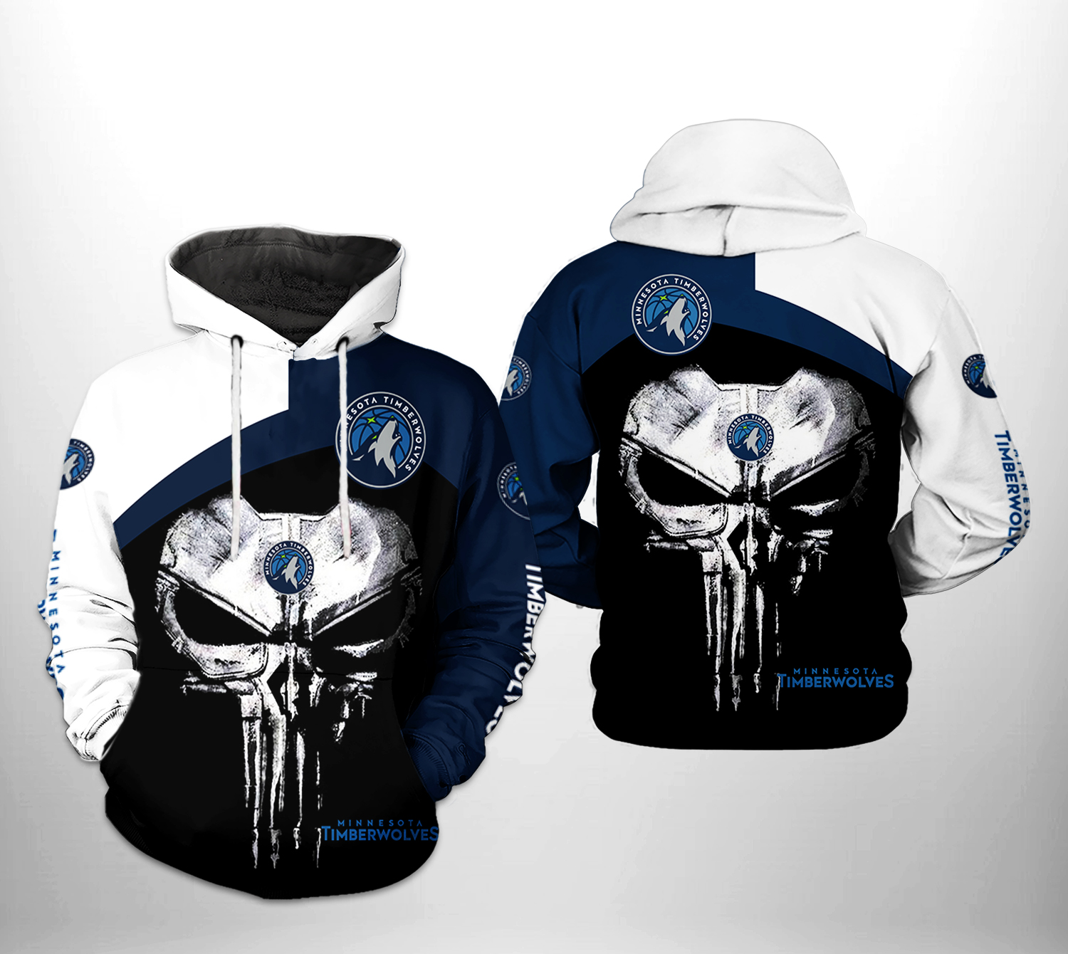 Minnesota Timberwolves NBA Skull Punisher Team 3D Printed Hoodie/Zipper Hoodie Minnesota Timberwolves NBA Skull Punisher Team 3D Printed Hoodie/Zipper Hoodie