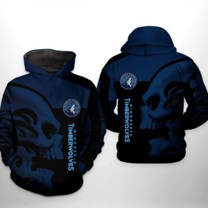Minnesota Timberwolves NBA Skull Team 3D Printed Hoodie/Zipper Hoodie