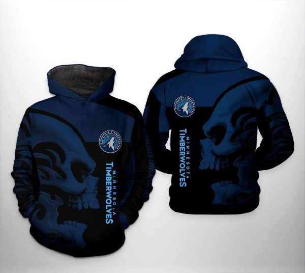 Minnesota Timberwolves NBA Skull Team 3D Printed Hoodie/Zipper Hoodie