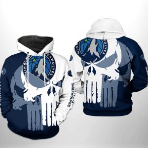 Minnesota Timberwolves NBA Team Skull 3D Printed Hoodie/Zipper Hoodie
